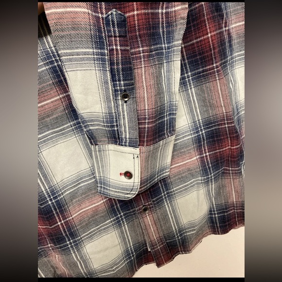 Flag & Anthem Mens Plaid Shirt Button Up Medium Blue Red White Light Weight NWT - Picture 11 of 15